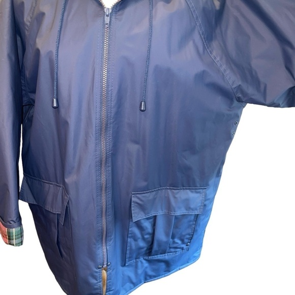 Lillian Lorow Designs Women's Jacket Size L Blue Raincoat Hooded Zip Up Pockets - Picture 2 of 9